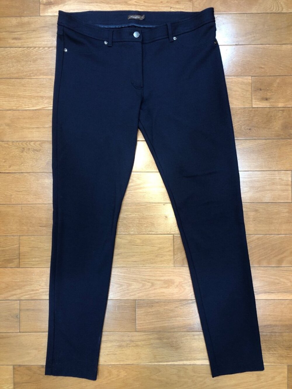 J McLaughlin Bainbridge Cloth Navy Stretchy Slim Leg Pants Size 8